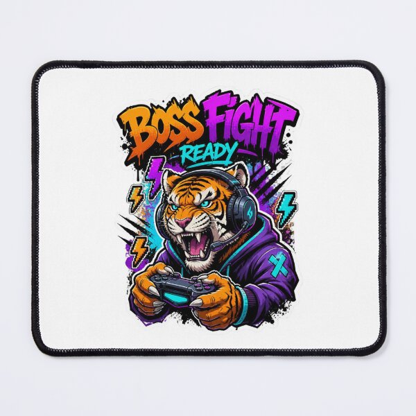 Item preview, Boss Fight Ready Tiger Gamer Sticker | Funny Graffiti Gaming Animal Art designed and sold by Panom Suavichien.
