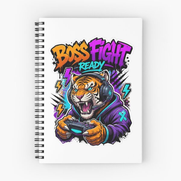 Item preview, Boss Fight Ready Tiger Gamer Sticker | Funny Graffiti Gaming Animal Art designed and sold by Panom Suavichien.