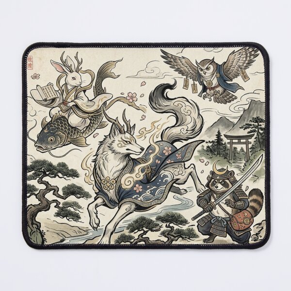 Item preview, Choju Giga Revived: Shinjū (Divine Beasts) Gathering on Japanese Scroll designed and sold by iris-festival.