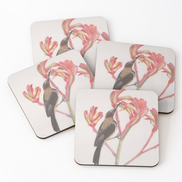 Item preview, Australian honeyeater on catspaw flowers designed and sold by SandraAnimalArt.