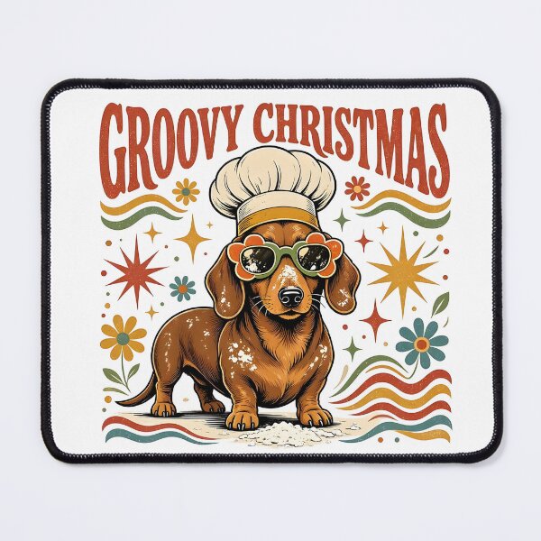 Item preview, Groovy Christmas Dachshund Baker with Retro Floral Sunglasses designed and sold by CraftyValley.