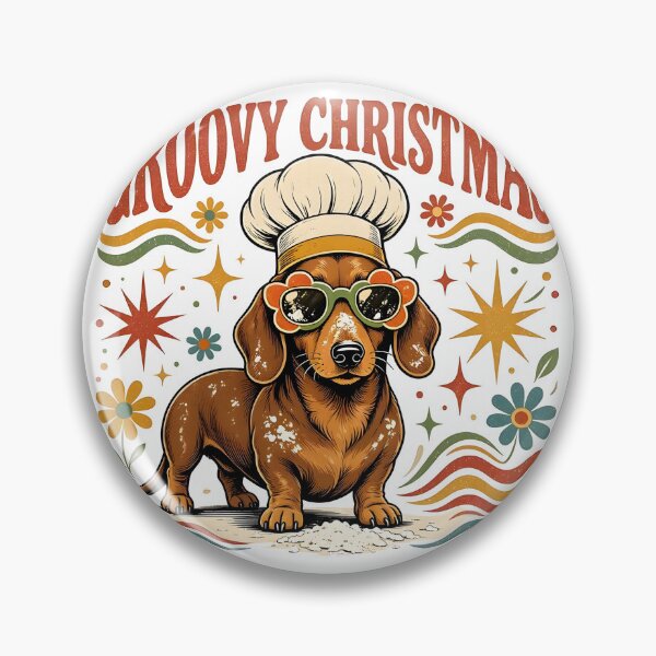 Item preview, Groovy Christmas Dachshund Baker with Retro Floral Sunglasses designed and sold by CraftyValley.