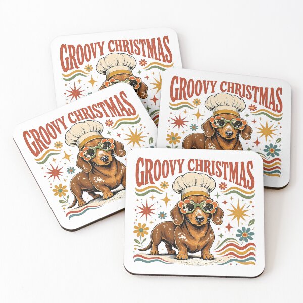 Item preview, Groovy Christmas Dachshund Baker with Retro Floral Sunglasses designed and sold by CraftyValley.
