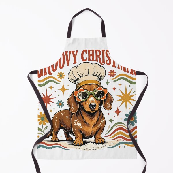 Item preview, Groovy Christmas Dachshund Baker with Retro Floral Sunglasses designed and sold by CraftyValley.