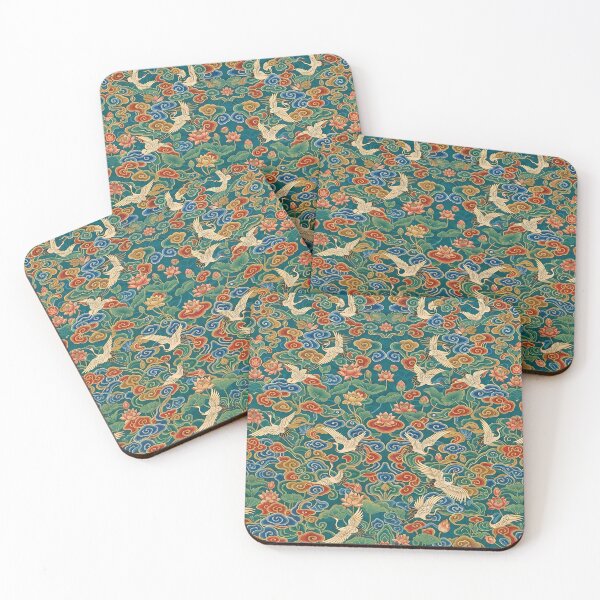 Item preview, Korean Dancheong Seamless Pattern: Traditional Cloud, Crane & Lotus Art Print, Phone Case & Home Decor designed and sold by SOOstudio73.