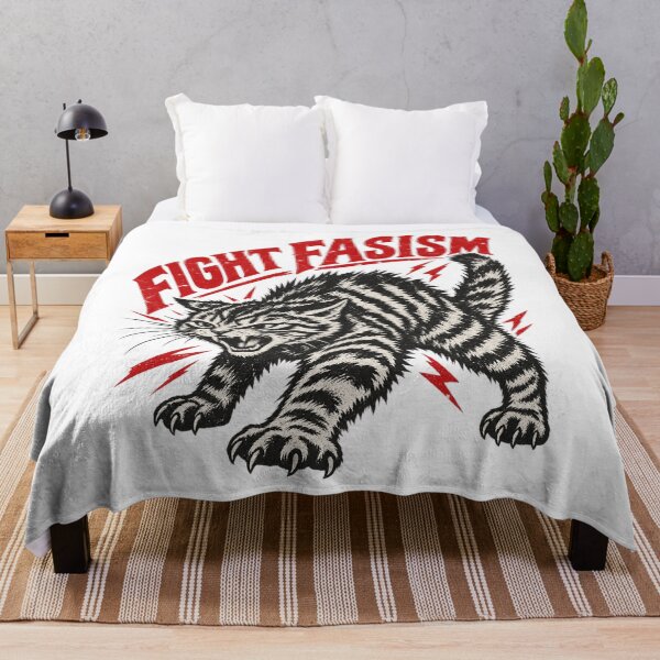 Item preview, Fight Fascism Antifascist Retro Angry Cat Political Design designed and sold by SEINENGAPPI23.