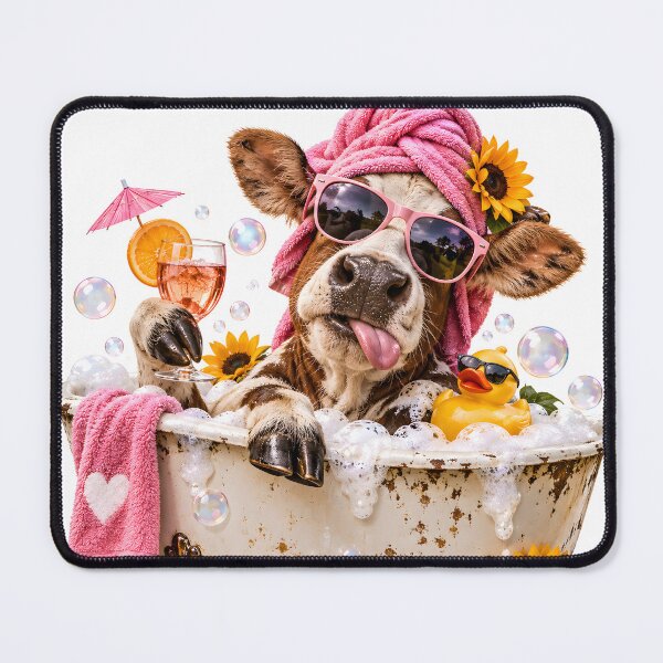 Item preview, Funny cow in bathtub with drink and sunglasses designed and sold by Fotografin1981.