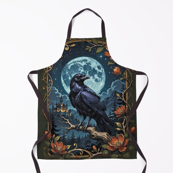 Item preview, Spooky Raven Over Full Moon Above Gothic Castle designed and sold by BorgSpareParts.