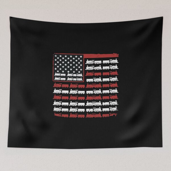 Item preview, American Flag Trains Railroad Patriotic USA designed and sold by PopStars1993.