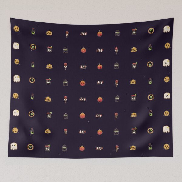 Item preview, Spooky Midnight Snack Club Cute Halloween Micro Icon Seamless Pattern designed and sold by KungPowUnicorn.