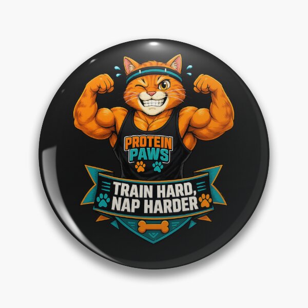 Item preview, Protein Paws - Train Hard Nap Harder Funny Gym Cat designed and sold by StrongEveryDayStore.