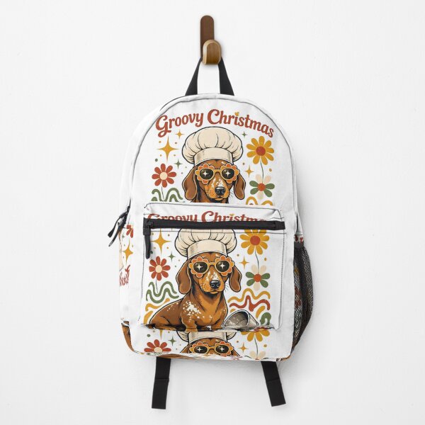Item preview, Retro Groovy Christmas Dachshund Chef Messy Baking designed and sold by CraftyValley.