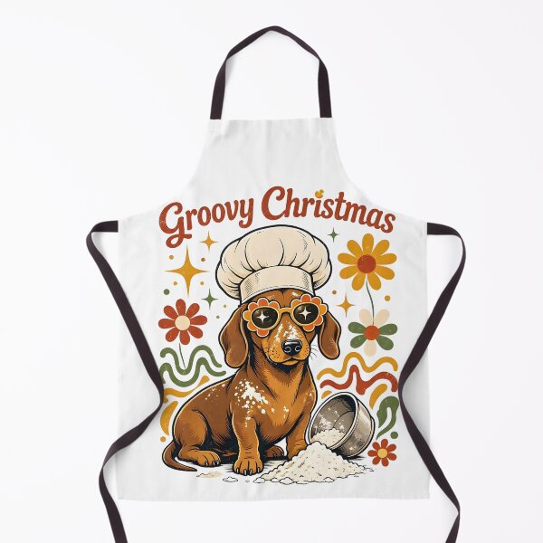 Artikelvorschau, Retro-Groovy-Weihnachts-Dackelkoch-Chaos beim Backen entworfen und verkauft von CraftyValley.