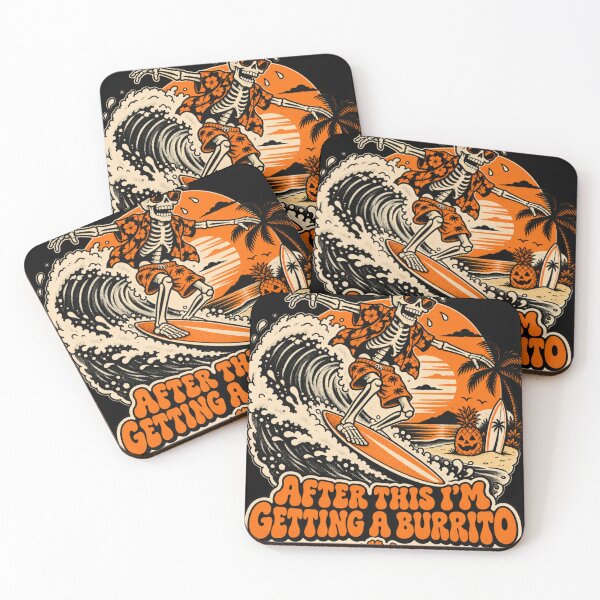 Item preview, After This I'm Getting a Burrito – Funny Halloween Skeleton Surfer designed and sold by mnkyride.