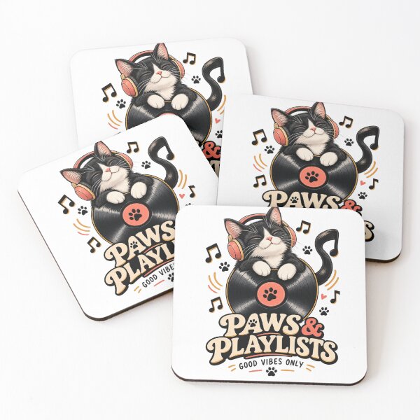 Item preview, Paws & Playlists – Cute Cat Music Lover Design designed and sold by Mellow paws Designs.