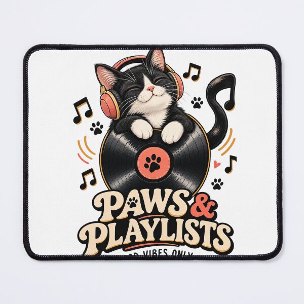 Item preview, Paws & Playlists – Cute Cat Music Lover Design designed and sold by Mellow paws Designs.