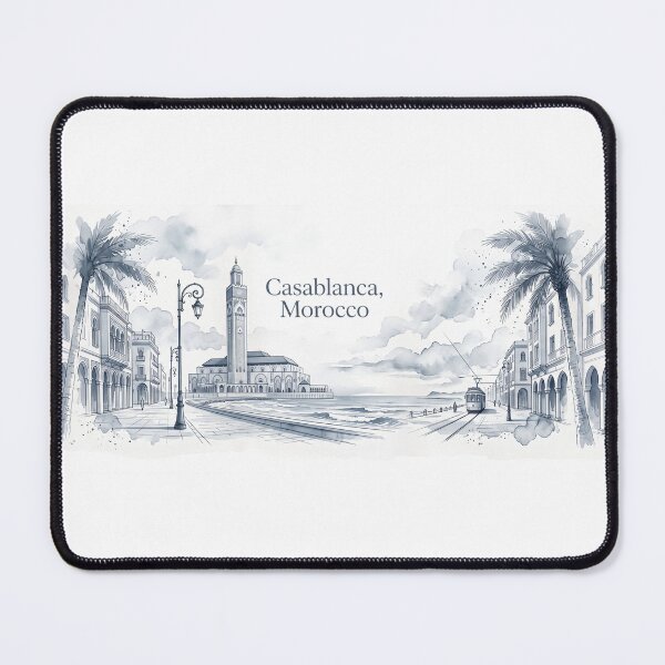 Item preview, Casablanca Morocco Watercolor – Hassan II Mosque Travel Art designed and sold by cj-digital.