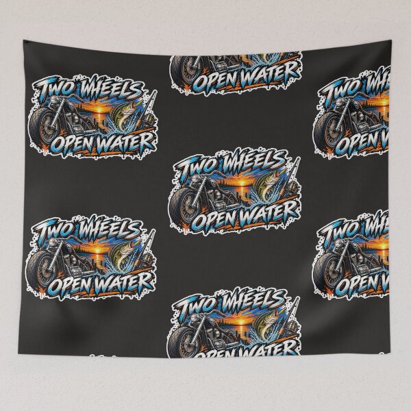 Item preview, Two Wheels Open Water – Motorcycle & Fishing Adventure Sticker designed and sold by hayhayyy02.