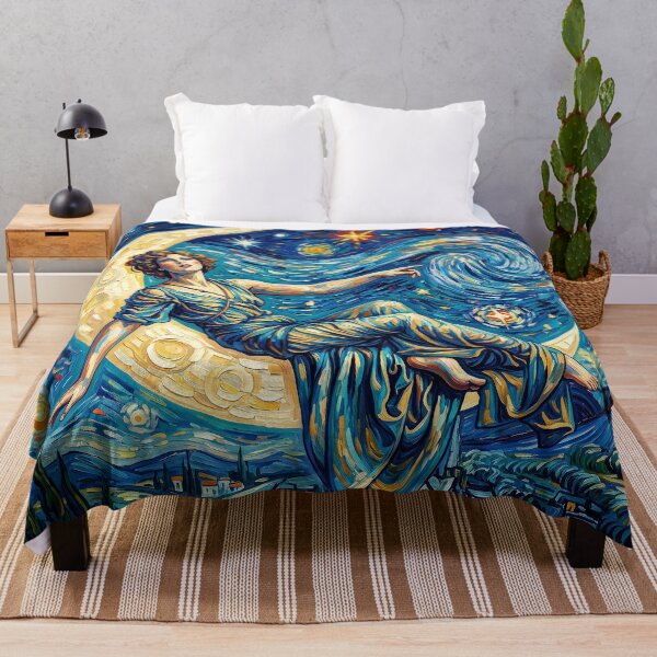 Item preview, Victorian Crescent Moon Goddess in Van Gogh Starry Night Style designed and sold by ArtworkNorth.