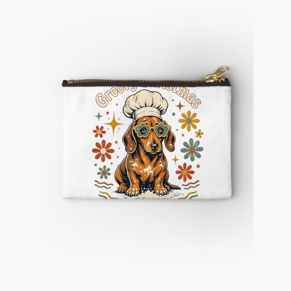 Item preview, Groovy Christmas Dachshund Puppy in Retro Baker Hat designed and sold by CraftyValley.
