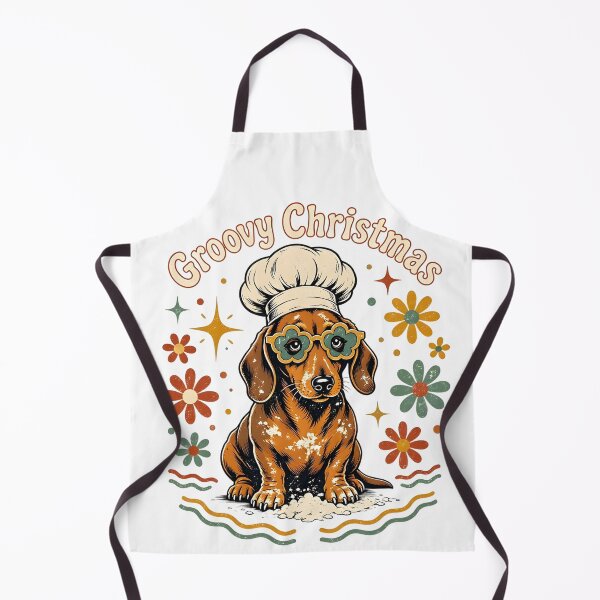 Artikelvorschau, Grooviger Weihnachtsdackelwelpe mit Retro-Bäckermütze entworfen und verkauft von CraftyValley.