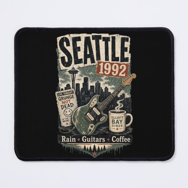 Item preview, Seattle 1992 – Rain, Guitars and Coffee Grunge Design designed and sold by HROC.