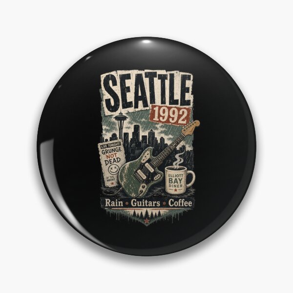 Item preview, Seattle 1992 – Rain, Guitars and Coffee Grunge Design designed and sold by HROC.