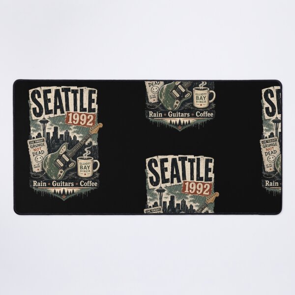 Item preview, Seattle 1992 – Rain, Guitars and Coffee Grunge Design designed and sold by HROC.