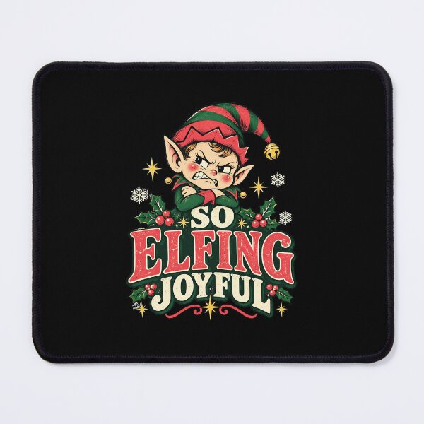 Item preview, So Elfing Joyful – Angry Elf Funny Vintage Christmas designed and sold by Bossy Dogs Co..