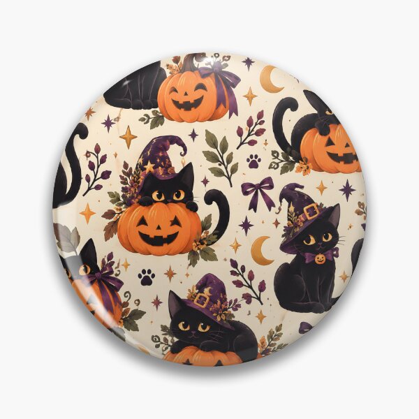 Item preview, Halloween Pattern: black cats and pumpkins designed and sold by DreamagineArtDesign.