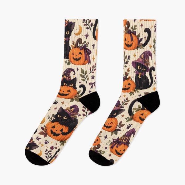 Item preview, Halloween Pattern: black cats and pumpkins designed and sold by DreamagineArtDesign.