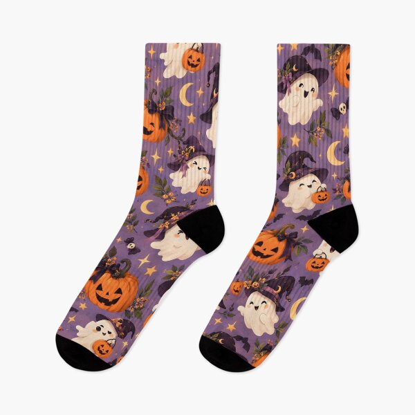 Item preview, Halloween Pattern: cute ghosts and pumpkins designed and sold by DreamagineArtDesign.