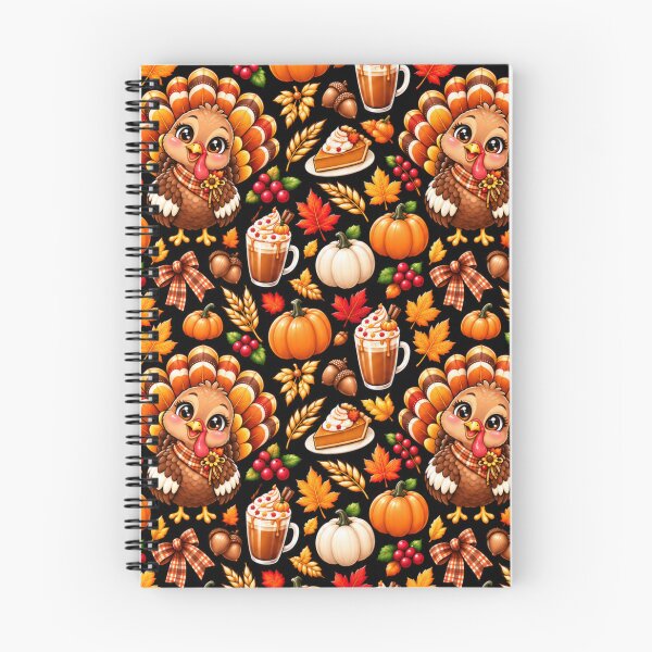 Item preview, Kawaii Thanksgiving Pattern – Cute Turkey, Pumpkin Spice Latte, Pumpkins, Pie & Cozy Autumn Leaves designed and sold by ALH Apparel.