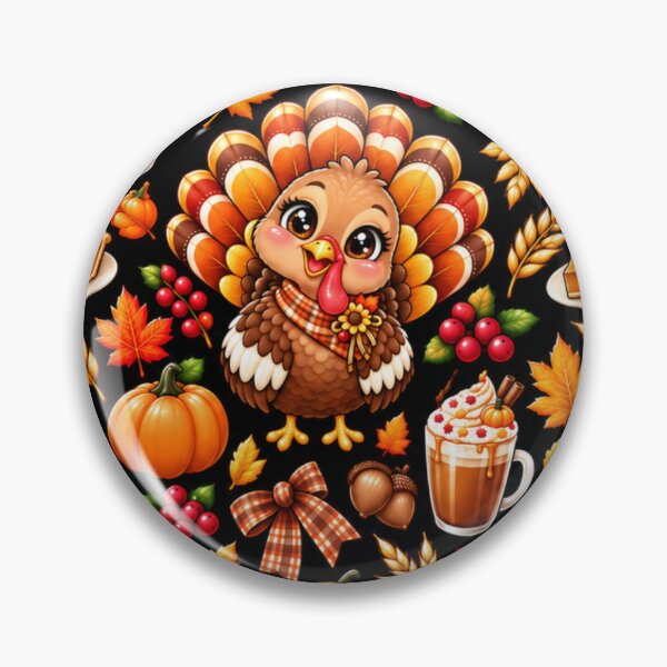 Item preview, Kawaii Thanksgiving Pattern – Cute Turkey, Pumpkin Spice Latte, Pumpkins, Pie & Cozy Autumn Leaves designed and sold by ALH Apparel.