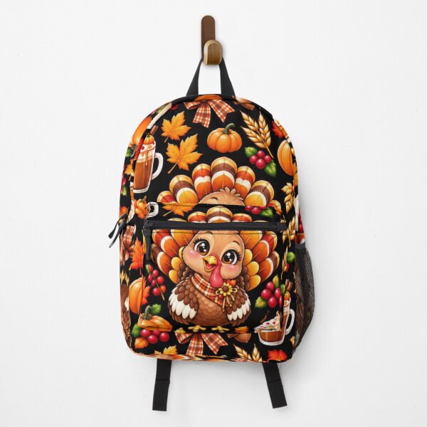Item preview, Kawaii Thanksgiving Pattern – Cute Turkey, Pumpkin Spice Latte, Pumpkins, Pie & Cozy Autumn Leaves designed and sold by ALH Apparel.