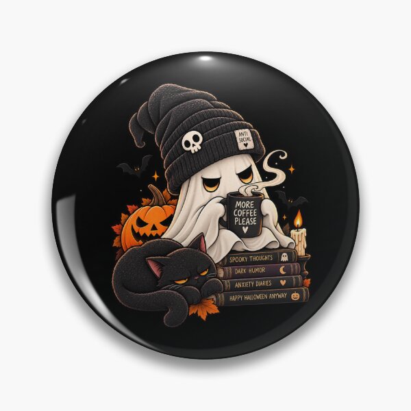 Item preview, More Coffee Please Ghost Halloween Design – Spooky Coffee Lover, Black Cat & Pumpkin designed and sold by MaggesticDesigns.