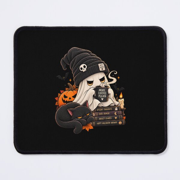 Item preview, More Coffee Please Ghost Halloween Design – Spooky Coffee Lover, Black Cat & Pumpkin designed and sold by MaggesticDesigns.