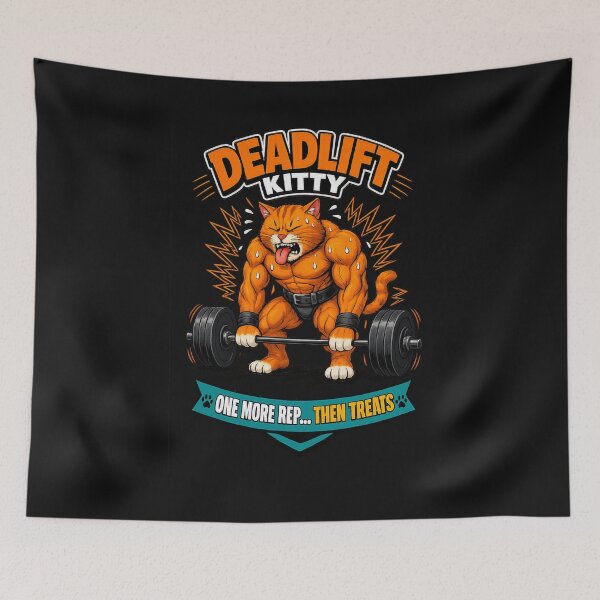 Item preview, Deadlift Kitty - One More Rep Then Treats Funny Gym Cat designed and sold by StrongEveryDayStore.