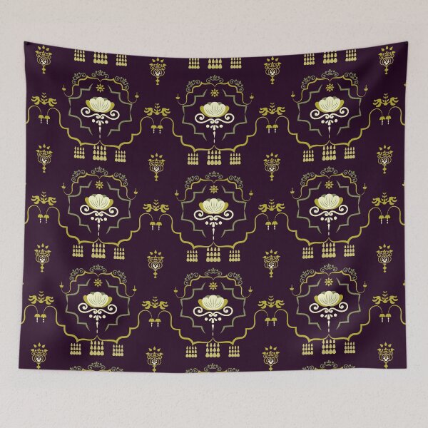 Item preview, Ornamental Floral Vintage Pattern Dark Purple Gold designed and sold by CHANCHANAI.