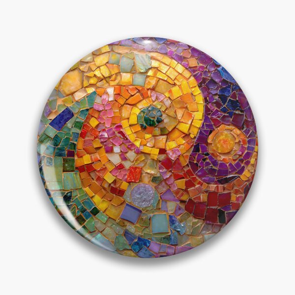 Item preview, Gaudi Inspired Spiral Mosaic Pattern Colorful Trencadís Glass Art designed and sold by GrinGalore.