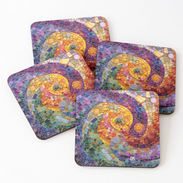 Item preview, Gaudi Inspired Spiral Mosaic Pattern Colorful Trencadís Glass Art designed and sold by GrinGalore.