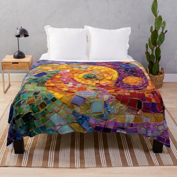 Item preview, Gaudi Inspired Spiral Mosaic Pattern Colorful Trencadís Glass Art designed and sold by GrinGalore.