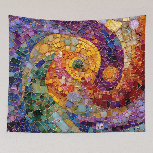 Item preview, Gaudi Inspired Spiral Mosaic Pattern Colorful Trencadís Glass Art designed and sold by GrinGalore.