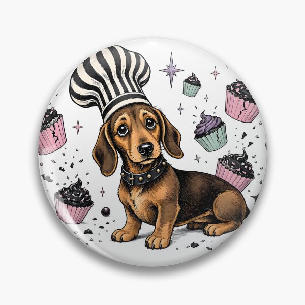 Item preview, Pastel Goth Halloween Dachshund Chef with Spooky Cupcakes designed and sold by CraftyValley.