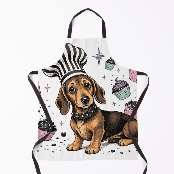Item preview, Pastel Goth Halloween Dachshund Chef with Spooky Cupcakes designed and sold by CraftyValley.