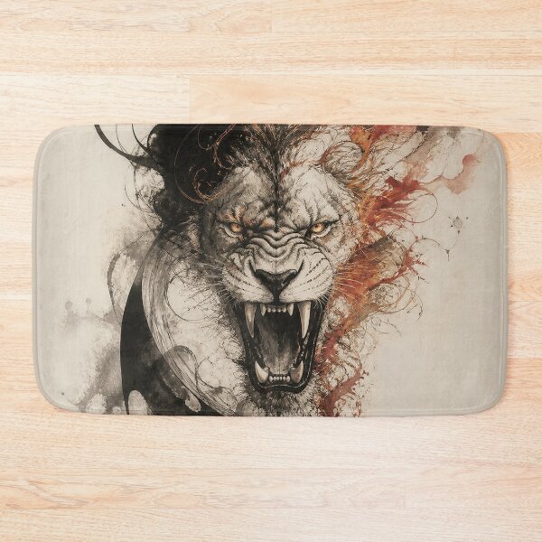 Item preview, Aggressive Watercolor Roaring Lion Ink Art designed and sold by Marcu Ioachim.