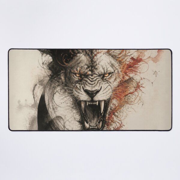 Item preview, Aggressive Watercolor Roaring Lion Ink Art designed and sold by Marcu Ioachim.