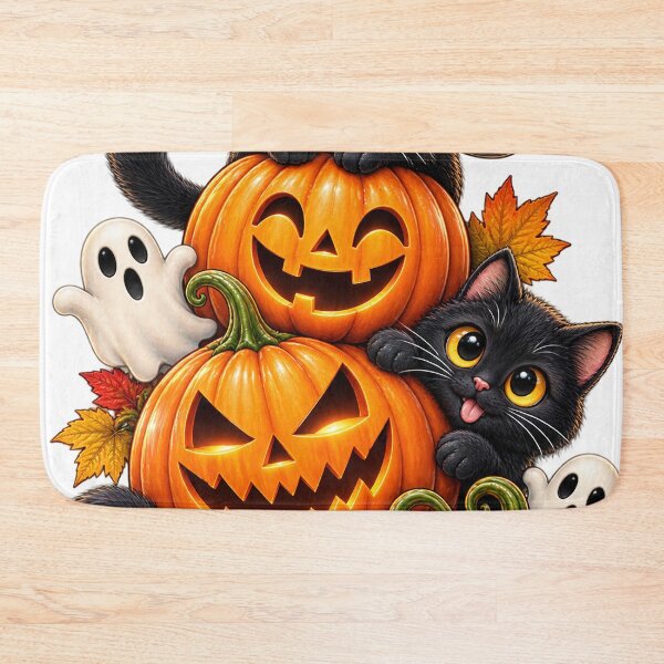 Item preview, Cute Black Cats and Pumpkins Halloween Spooky Design designed and sold by Erin-Hurt.