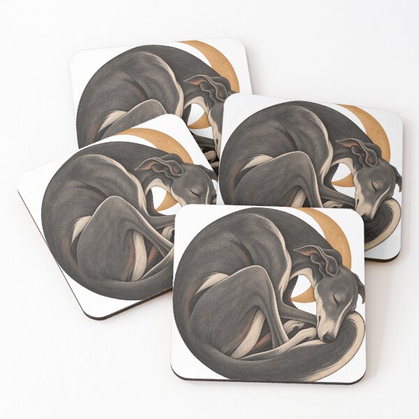Item preview, Sleeping Greyhound and Crescent Moon — Curled Sighthound designed and sold by thefreezoneart.