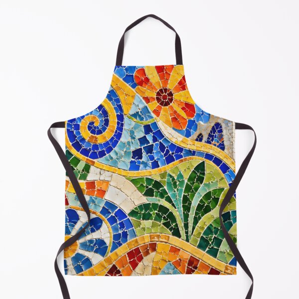 Aperçu de l'œuvre Gaudi Parc Guell Mosaïque Colorée Trencadís Barcelone Art créée et vendue par GrinGalore.